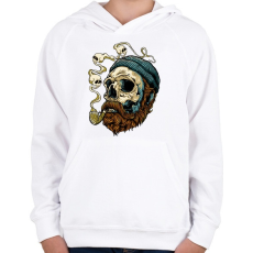 PRINTFASHION Tengerész koponya - Gyerek kapucnis pulóver - Fehér