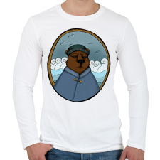 PRINTFASHION Tengerész medve - Férfi hosszú ujjú póló - Fehér férfi póló