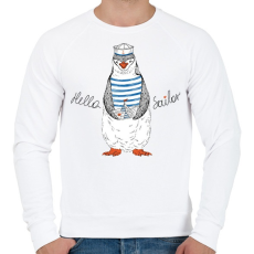PRINTFASHION Tengerész Pingvin - Férfi pulóver - Fehér