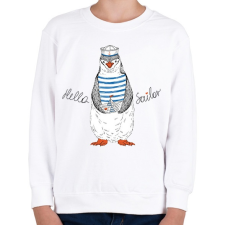 PRINTFASHION Tengerész Pingvin - Gyerek pulóver - Fehér gyerek pulóver, kardigán