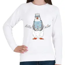 PRINTFASHION Tengerész Pingvin - Női pulóver - Fehér női pulóver, kardigán