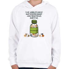 PRINTFASHION Tengerimalac antidepresszáns - Gyerek kapucnis pulóver - Fehér gyerek pulóver, kardigán