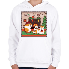 PRINTFASHION Tengerimalac karácsony - Gyerek kapucnis pulóver - Fehér