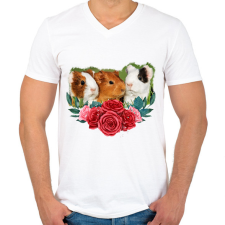 PRINTFASHION Tengerimalacok virággal - Férfi V-nyakú póló - Fehér férfi póló