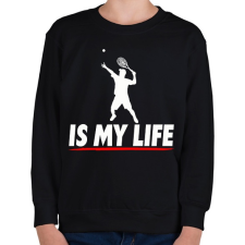 PRINTFASHION Tenis is my life - Gyerek pulóver - Fekete gyerek pulóver, kardigán
