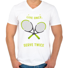 PRINTFASHION Tenisz mottó - Férfi V-nyakú póló - Fehér