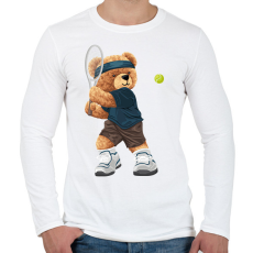 PRINTFASHION Teniszező maci - Férfi hosszú ujjú póló - Fehér