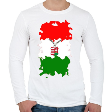 PRINTFASHION Tépett magyar zászló turulos címerrel - Férfi hosszú ujjú póló - Fehér férfi póló