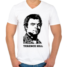 PRINTFASHION terence hill - Férfi V-nyakú póló - Fehér férfi póló
