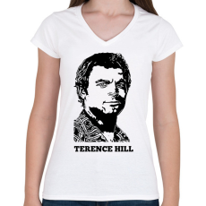 PRINTFASHION terence hill - Női V-nyakú póló - Fehér