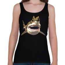 PRINTFASHION Terepmintás cápa - Női atléta - Fekete női trikó