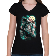 PRINTFASHION Térfigyelő - Női V-nyakú póló - Fekete