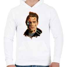 PRINTFASHION Terminator - Arnold - Férfi kapucnis pulóver - Fehér