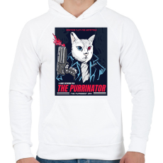 PRINTFASHION Terminátor cica - Férfi kapucnis pulóver - Fehér