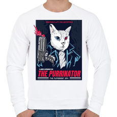 PRINTFASHION Terminátor cica - Férfi pulóver - Fehér