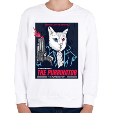 PRINTFASHION Terminátor cica - Gyerek pulóver - Fehér