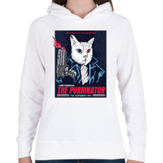 PRINTFASHION Terminátor cica - Női kapucnis pulóver - Fehér