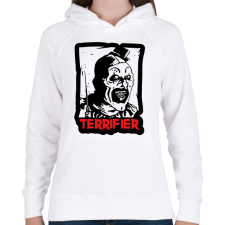 PRINTFASHION Terrifier bohóc - Női kapucnis pulóver - Fehér női pulóver, kardigán