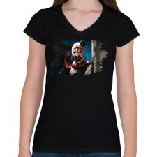 PRINTFASHION Terrifier bohócrém - Női V-nyakú póló - Fekete női póló