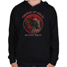 PRINTFASHION Terror Of Kaiju - Gyerek kapucnis pulóver - Fekete