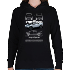 PRINTFASHION TESLA CYBERTRUCK - Női kapucnis pulóver - Fekete