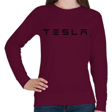 PRINTFASHION TESLA felirat - Női pulóver - Bordó női pulóver, kardigán