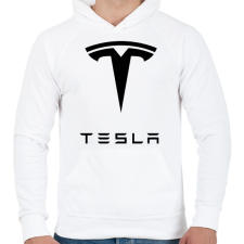 PRINTFASHION Tesla - Férfi kapucnis pulóver - Fehér férfi pulóver, kardigán
