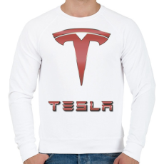 PRINTFASHION Tesla - Férfi pulóver - Fehér