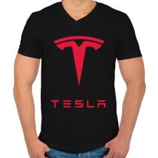 PRINTFASHION Tesla - Férfi V-nyakú póló - Fekete férfi póló