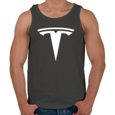 PRINTFASHION TESLA logo fehér - Férfi atléta - Sötétszürke