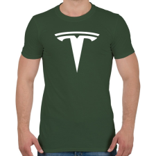 PRINTFASHION TESLA logo fehér - Férfi póló - Katonazöld férfi póló