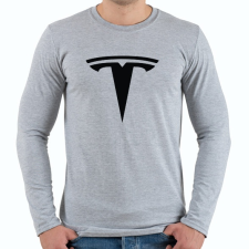 PRINTFASHION TESLA logo fekete - Férfi hosszú ujjú póló - Sport szürke férfi póló