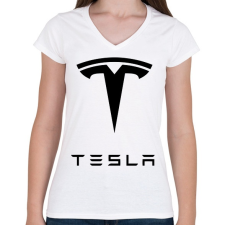 PRINTFASHION Tesla - Női V-nyakú póló - Fehér női póló
