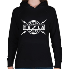 PRINTFASHION Tesla világ - Női kapucnis pulóver - Fekete női pulóver, kardigán