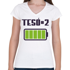 PRINTFASHION Tesó #2 - Női V-nyakú póló - Fehér női póló