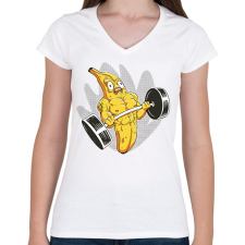 PRINTFASHION Testépítő banán - Női V-nyakú póló - Fehér női póló