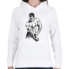 PRINTFASHION Testépítő - Női kapucnis pulóver - Fehér női pulóver, kardigán