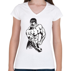 PRINTFASHION Testépítő - Női V-nyakú póló - Fehér