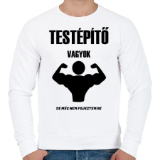 PRINTFASHION Testépítő vagyok - Férfi pulóver - Fehér férfi pulóver, kardigán