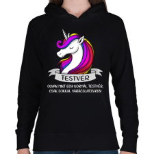 PRINTFASHION Testvér unikornis - Női kapucnis pulóver - Fekete női pulóver, kardigán