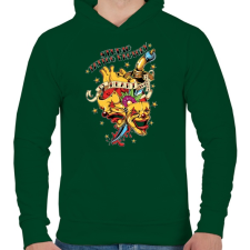 PRINTFASHION Tetováló gyár - Férfi kapucnis pulóver - Sötétzöld férfi pulóver, kardigán