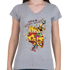 PRINTFASHION Tetováló gyár - Női V-nyakú póló - Sport szürke