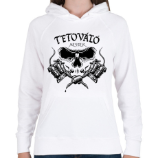 PRINTFASHION Tetováló mester - Női kapucnis pulóver - Fehér