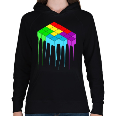 PRINTFASHION Tetris - Női kapucnis pulóver - Fekete