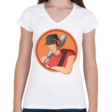 PRINTFASHION TF2 - Scout - Női V-nyakú póló - Fehér