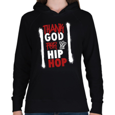 PRINTFASHION Thank God - Női kapucnis pulóver - Fekete női pulóver, kardigán