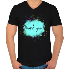 PRINTFASHION Thank you - Férfi V-nyakú póló - Fekete