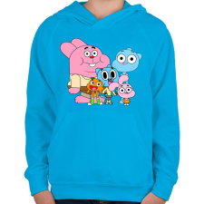 PRINTFASHION The Amazing World of Gumball - Gyerek kapucnis pulóver - Azúrkék gyerek pulóver, kardigán