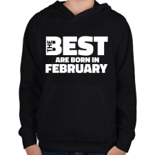 PRINTFASHION The Best are born in february - Gyerek kapucnis pulóver - Fekete gyerek pulóver, kardigán