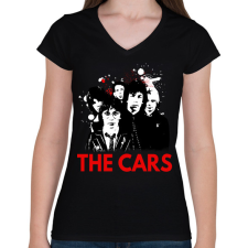 PRINTFASHION THE CARS BAND - Női V-nyakú póló - Fekete női póló